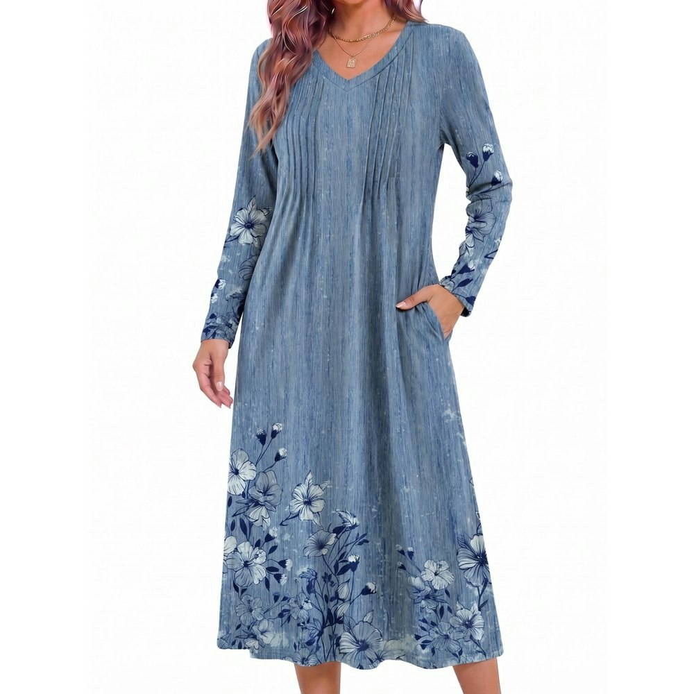 Avidlove Women's Long Sleeve V-Neck Nightgown with Pockets: $19.99 Avidlove Women's Long Sleeve V-Neck Nightgown with Pockets: $19.99