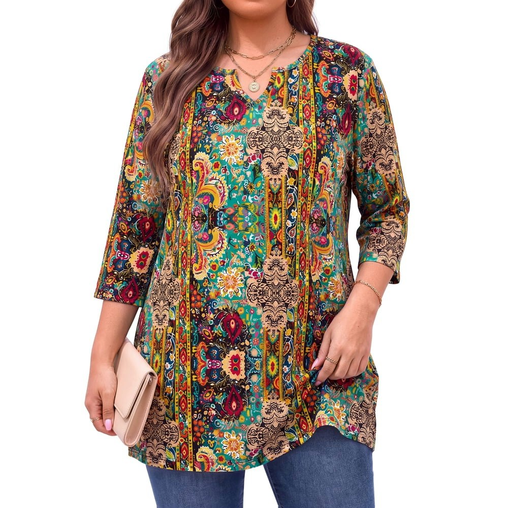 WellSize Women's V-Neck Floral Tunic Shirt: $13.99 WellSize Women's V-Neck Floral Tunic Shirt: $13.99