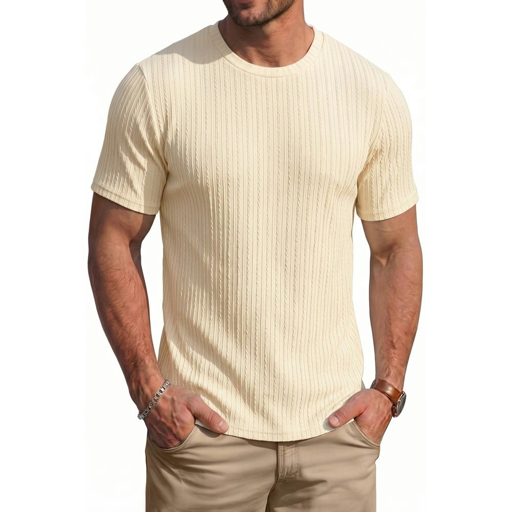Richcoin Men's Ribbed Knit Crewneck T-Shirt: $14.98 Richcoin Men's Ribbed Knit Crewneck T-Shirt: $14.98