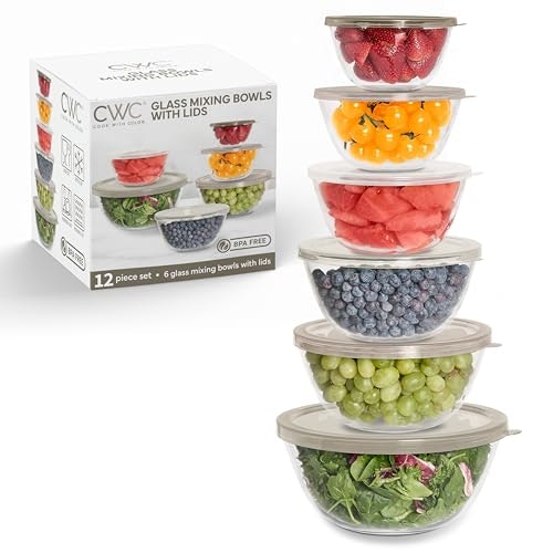 Cook With Color 12-Piece Glass Mixing Bowl Set with Lids: $35.99 Cook With Color 12-Piece Glass Mixing Bowl Set with Lids: $35.99