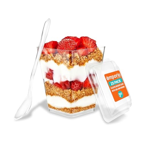 Emporio Kitchen 5oz Plastic Dessert Cups with Lids and Spoons 25-Pack: $6.28 Emporio Kitchen 5oz Plastic Dessert Cups with Lids and Spoons 25-Pack: $6.28