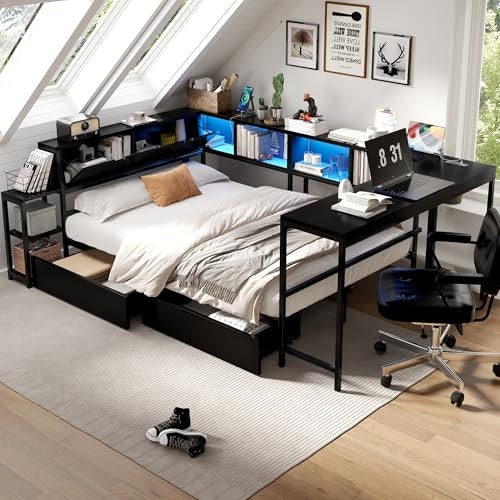 Bellemave Full Corner Bed with Desk and Storage: $289.28 Bellemave Full Corner Bed with Desk and Storage: $289.28