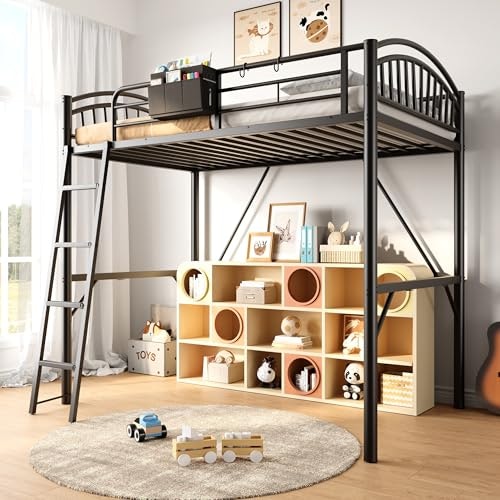 Decofy White Metal Twin Loft Bed with Storage Bag: $134.99 Decofy White Metal Twin Loft Bed with Storage Bag: $134.99