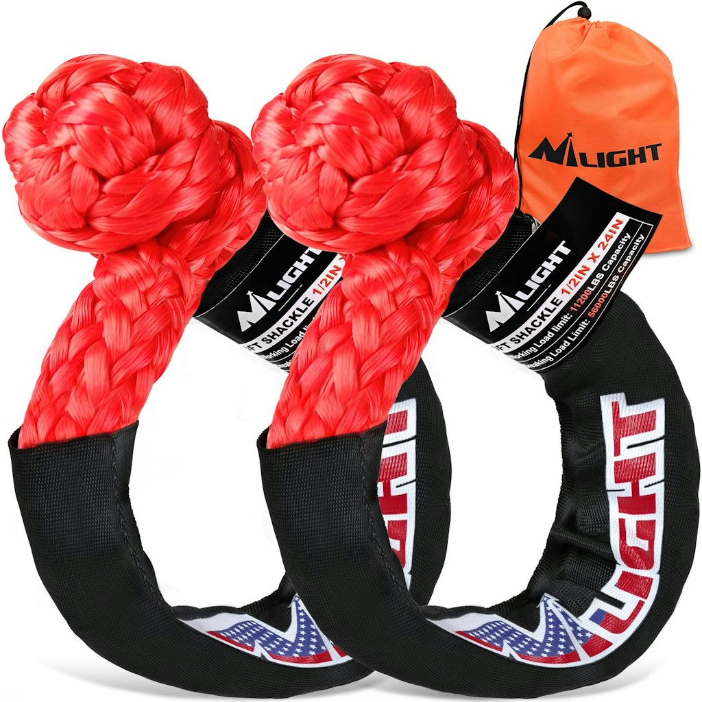 Nilight 1/2" x 24" Synthetic Soft Shackles w/ Extra Sleeves 2-Pack: $21