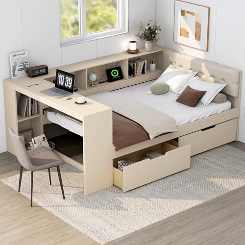 Bellemave Full Size Corner Daybed with Storage Desk and Bookcase: $339.99 Bellemave Full Size Corner Daybed with Storage Desk and Bookcase: $339.99
