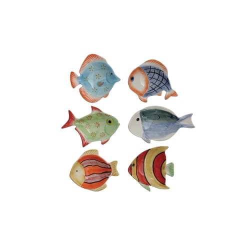 Hand-Painted Stoneware Fish Dish 6-Piece Set: $27.59 Hand-Painted Stoneware Fish Dish 6-Piece Set: $27.59