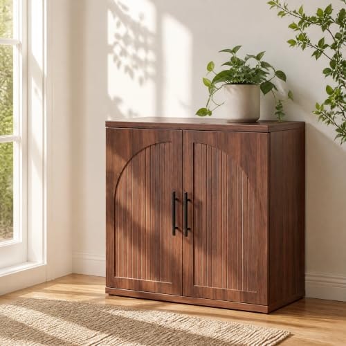 Jocoevol 31.5-inch Fluted Walnut Sideboard Buffet Cabinet: $119.99