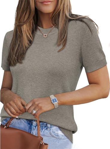 Arach&Cloz Women's Short Sleeve Pullover Sweater: $29.55