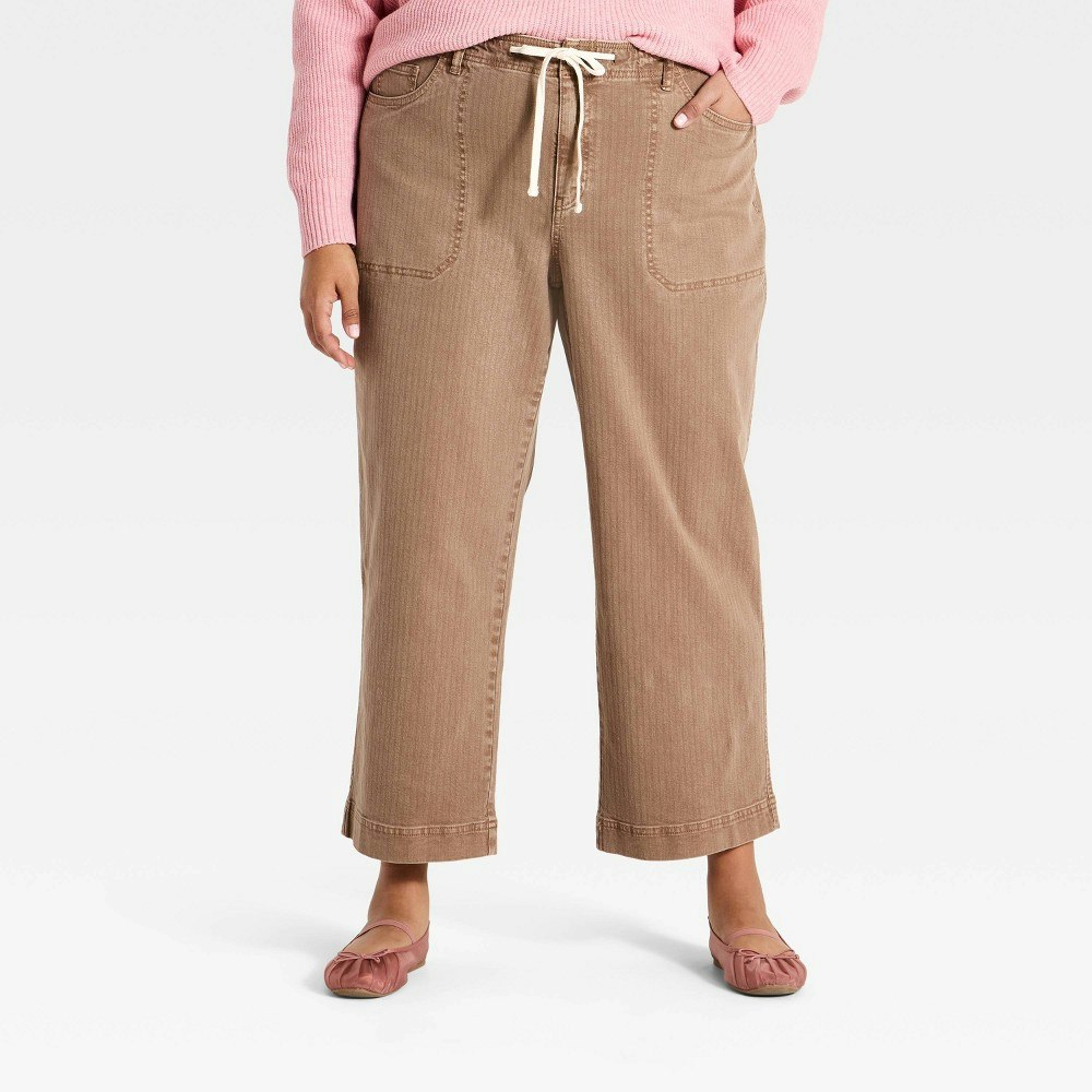 Ava & Viv Women's High-Rise Cropped Straight Leg Tie-Front Pants: $35
