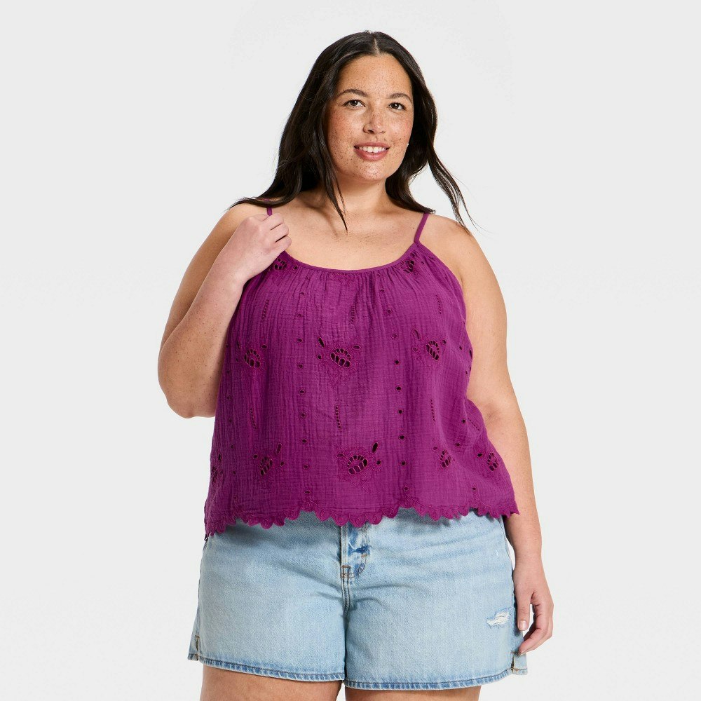 Universal Thread Women's Eyelet Tank Top 4X: $25 Universal Thread Women's Eyelet Tank Top 4X: $25