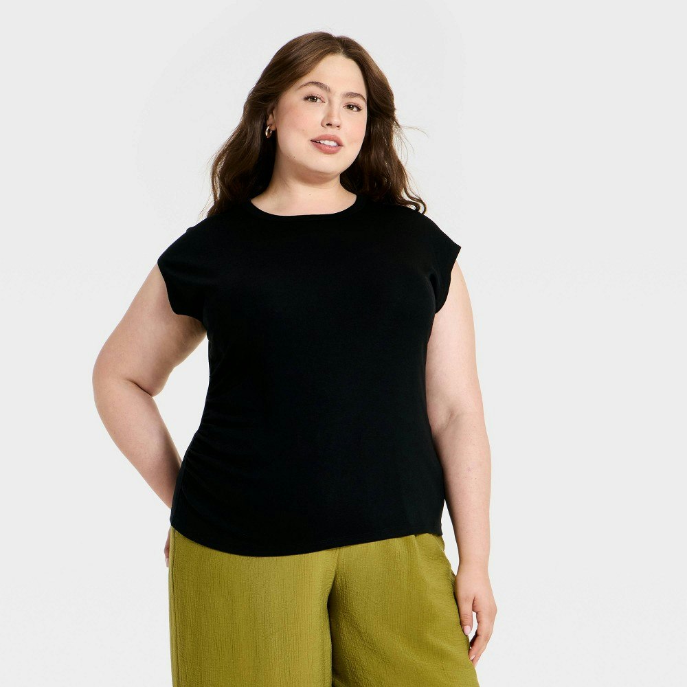 Women's Cap Sleeve Ruched T-Shirt: $15 Women's Cap Sleeve Ruched T-Shirt: $15