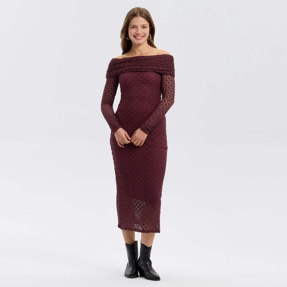 A New Day Women's Off the Shoulder Lace Bodycon Midi Dress: $50 A New Day Women's Off the Shoulder Lace Bodycon Midi Dress: $50