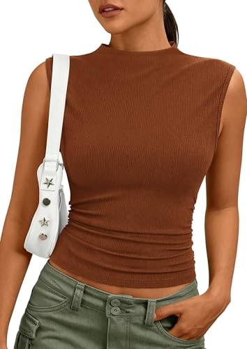 Prettygarden Women's Mock Neck Ribbed Tank Top: $9.49 Prettygarden Women's Mock Neck Ribbed Tank Top: $9.49