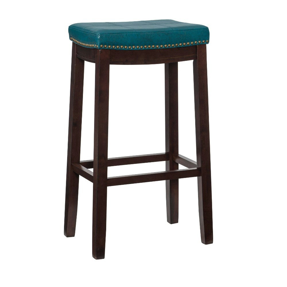 Linon Claridge Faux Leather Nailhead Saddle Barstool: $104.99 Linon Claridge Faux Leather Nailhead Saddle Barstool: $104.99