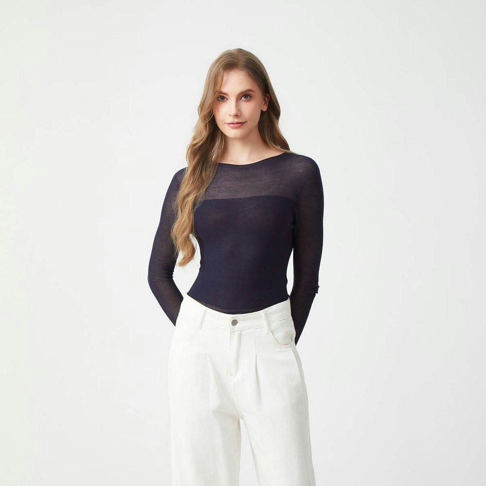 A New Day Women's Long Sleeve Semi Sheer Seamless Sweater: $39 A New Day Women's Long Sleeve Semi Sheer Seamless Sweater: $39