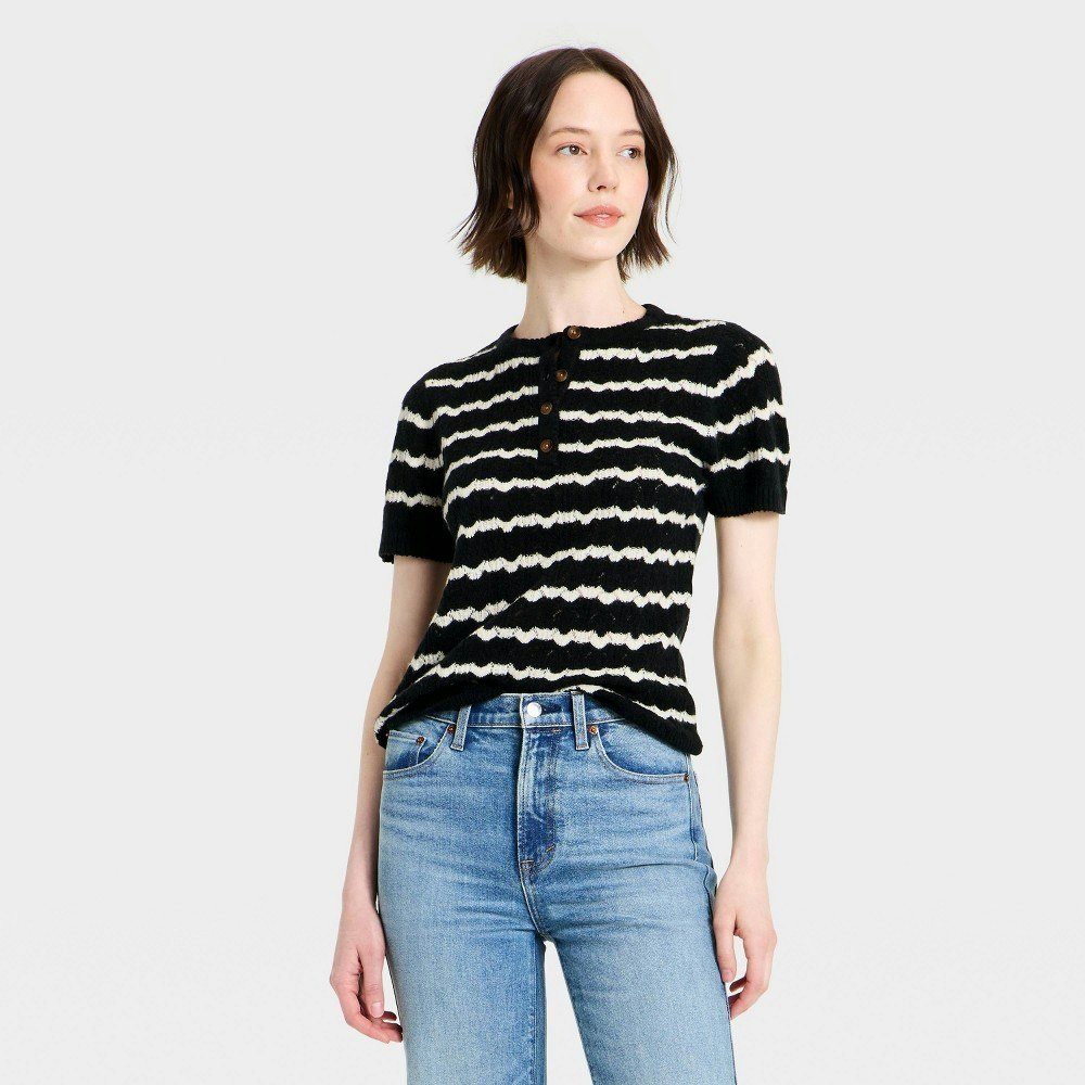 Universal Thread Women's Short Sleeve Heirloom Henley Pullover Sweater: $25 Universal Thread Women's Short Sleeve Heirloom Henley Pullover Sweater: $25