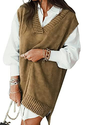 Evaless Women's Oversized V-Neck Knit Sweater Vest: $23.98 Evaless Women's Oversized V-Neck Knit Sweater Vest: $23.98