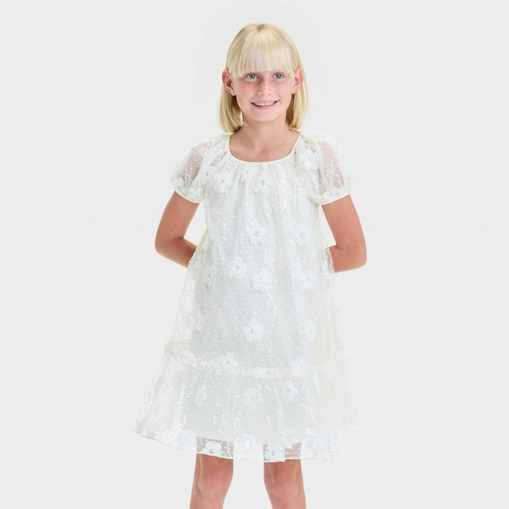 Zenzi Girls' Short Puff Sleeve A-Line Dress: $30 Zenzi Girls' Short Puff Sleeve A-Line Dress: $30