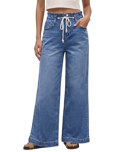Grapent Women's High-Waisted Wide-Leg Denim Jeans: $25.49 Grapent Women's High-Waisted Wide-Leg Denim Jeans: $25.49