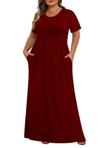 Tencede Women's Plus Size Maxi Dress with Pockets: $26.99