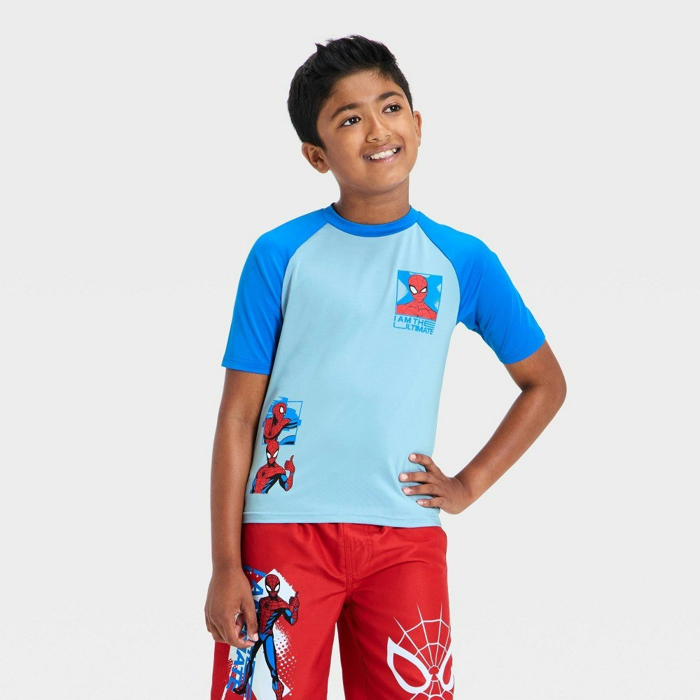 Boys' Spider-Man Short Sleeve Rash Guard Swim Top: $18 Boys' Spider-Man Short Sleeve Rash Guard Swim Top: $18