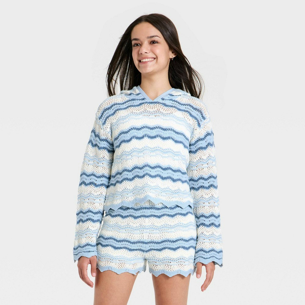 Girls' Art Class Open Work Hooded Sweater: $22 Girls' Art Class Open Work Hooded Sweater: $22