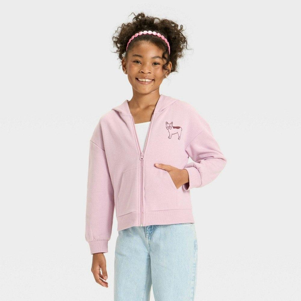 Cat & Jack Girls' Fleece Dogs Hooded Zip-Up Sweatshirt: $12 Cat & Jack Girls' Fleece Dogs Hooded Zip-Up Sweatshirt: $12