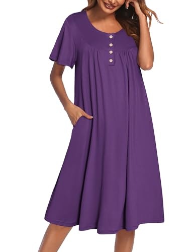 Ekouaer Women's Short Sleeve House Dress: $18.98 Ekouaer Women's Short Sleeve House Dress: $18.98