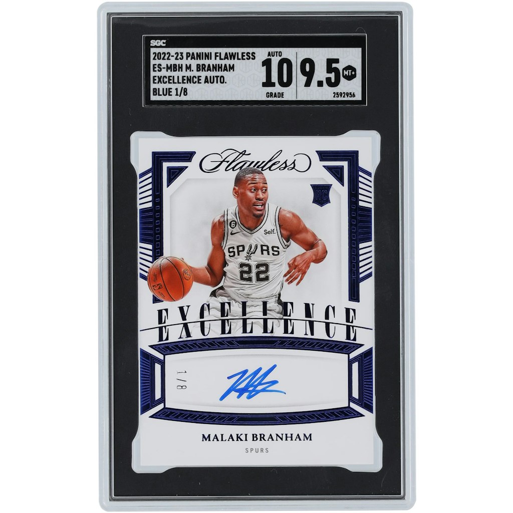 Malaki Branham San Antonio Spurs 2022-23 Panini Flawless Excellence Blue Autographed Rookie Card: $249.99 Malaki Branham San Antonio Spurs 2022-23 Panini Flawless Excellence Blue Autographed Rookie Card: $249.99