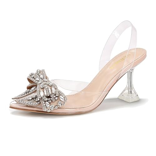 Berness Women's Crystal Bow Clear Slingback Kitten Heels: $34.64 Berness Women's Crystal Bow Clear Slingback Kitten Heels: $34.64