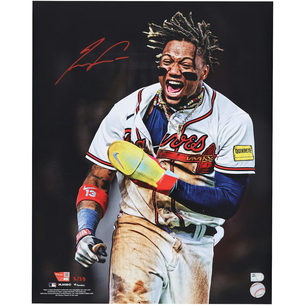 Ronald Acuna Jr. Autographed 16" x 20" Unleashed Photograph 25-Piece Limited Edition: $299.99 Ronald Acuna Jr. Autographed 16" x 20" Unleashed Photograph 25-Piece Limited Edition: $299.99