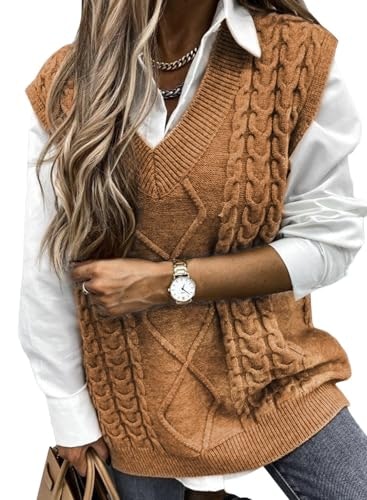 Evaless Women's Oversized Cable Knit Sweater Vest: $29.98 Evaless Women's Oversized Cable Knit Sweater Vest: $29.98