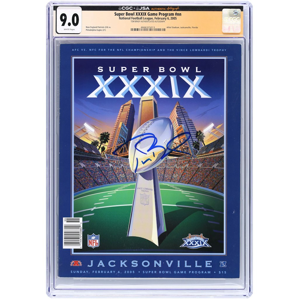 Tom Brady Autographed Super Bowl XXXIX Program: $2,899.99 Tom Brady Autographed Super Bowl XXXIX Program: $2,899.99