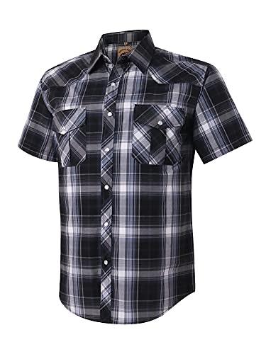 Coevals Club Men's Western Plaid Pearl Snap Short Sleeve Shirt: $19.77