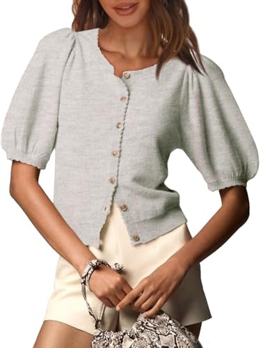 Saodimallsu Women's Puff Short Sleeve Cardigan Sweater: $22.79 Saodimallsu Women's Puff Short Sleeve Cardigan Sweater: $22.79