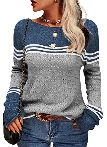 Danedvi Women's Colorblock Striped Crewneck Pullover Sweater: $24.98 Danedvi Women's Colorblock Striped Crewneck Pullover Sweater: $24.98