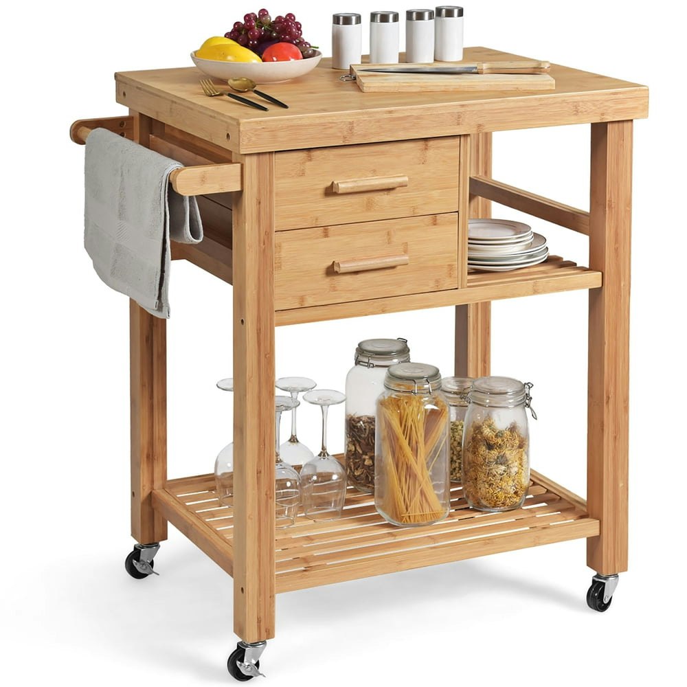 Costway Bamboo Kitchen Rolling Island Cart: $148.79 Costway Bamboo Kitchen Rolling Island Cart: $148.79