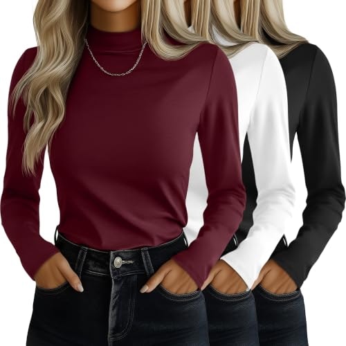 Ficerd Women's Mock Turtleneck Long Sleeve Top 3-Pack: $33.14 Ficerd Women's Mock Turtleneck Long Sleeve Top 3-Pack: $33.14