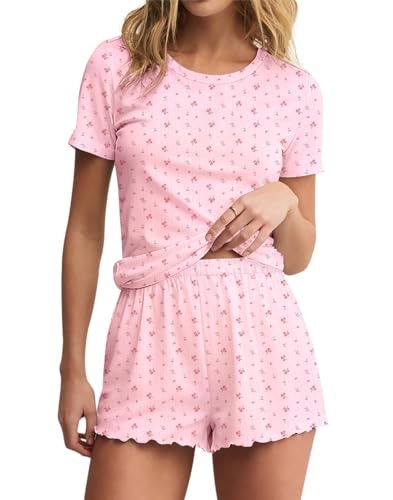 Lacozy Women's Short Sleeve Floral Pajama Set: $19.99