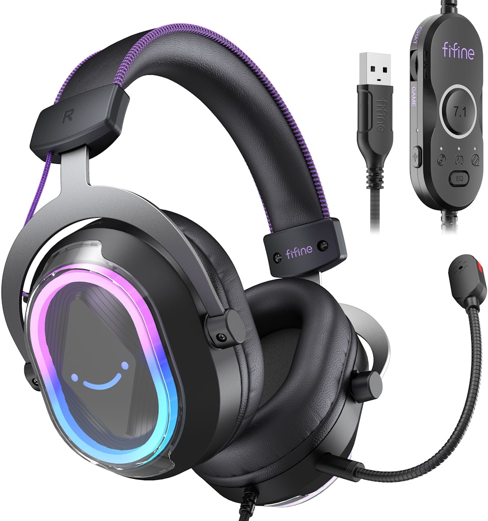 Fifine Wired RGB 7.1 Surround Sound Gaming Headset: $54.99