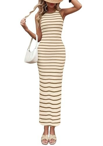 Prettygarden Women's Striped Bodycon Maxi Dress: $39.98 Prettygarden Women's Striped Bodycon Maxi Dress: $39.98