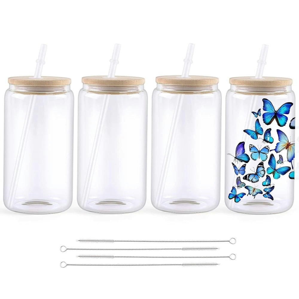 HTVRONT 16oz Clear Sublimation Glass Tumbler 4-Pack: $17.19 HTVRONT 16oz Clear Sublimation Glass Tumbler 4-Pack: $17.19