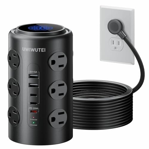 6-Foot Tower Power Strip with 20W PD USB-C Port: $21.41