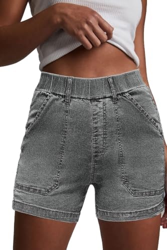 Women's High-Waist Elastic-Waist Jean Shorts: $16.99 Women's High-Waist Elastic-Waist Jean Shorts: $16.99