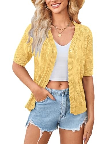 Yekaty Women's Lightweight Short Sleeve Cardigan: $16.14 Yekaty Women's Lightweight Short Sleeve Cardigan: $16.14