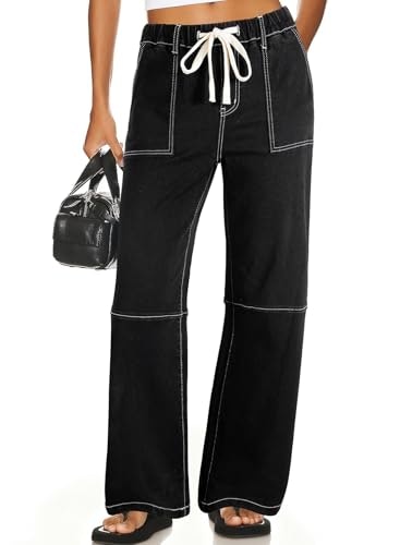 Sidefeel Women's High Waisted Wide Leg Drawstring Jeans: $25.48 Sidefeel Women's High Waisted Wide Leg Drawstring Jeans: $25.48