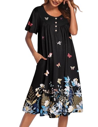 Ekouaer Women's Short Sleeve House Dress: $18.96 Ekouaer Women's Short Sleeve House Dress: $18.96