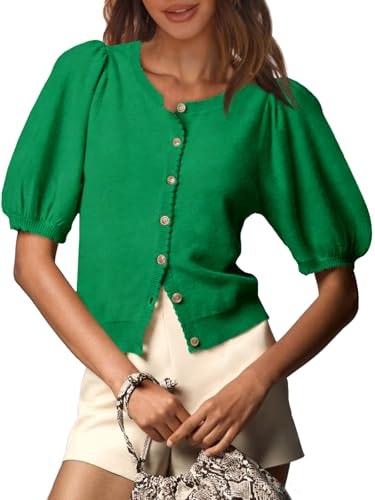 Saodimallsu Women's Puff Short Sleeve Lightweight Cardigan: $22.79 Saodimallsu Women's Puff Short Sleeve Lightweight Cardigan: $22.79