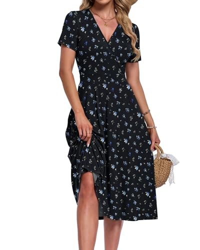 Auselily Floral V-Neck Midi Dress: $31.44 Auselily Floral V-Neck Midi Dress: $31.44