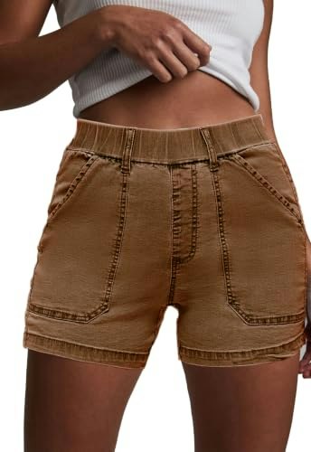Women's High-Waisted Elastic Waist Denim Shorts: $16.99